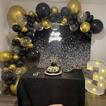 Balloons Black Gold, 60 Packs 12 Inch Black Metallic Chrome Gold Latex Balloons - Image 3