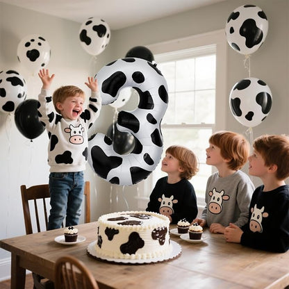 40 Inch Cow Print Number 3 Balloons, Birthday Party Aluminum Foil Balloon - Image 6