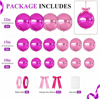 Hot Pink Light Pink Round Foil Balloons - Image 2