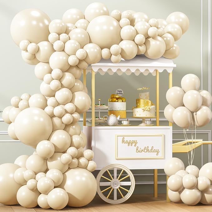 APLANET Ivory White Balloons Different Sizes 18 12 10 5 Inch by ZJHAI