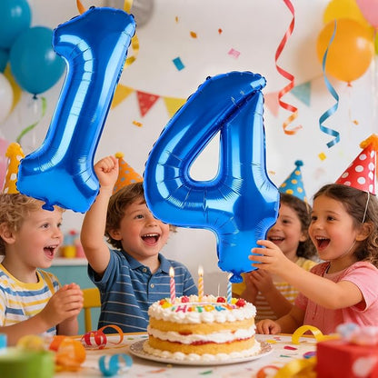 40 Inch Number 14 Balloons for 14th Birthday Party Decorations, 0-100 Dark Blue - Image 2