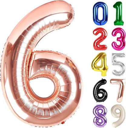 6 Balloon - Rose Gold Birthday Number Balloons, 40 Inch Party Decorations | by ALPHADELTAPI