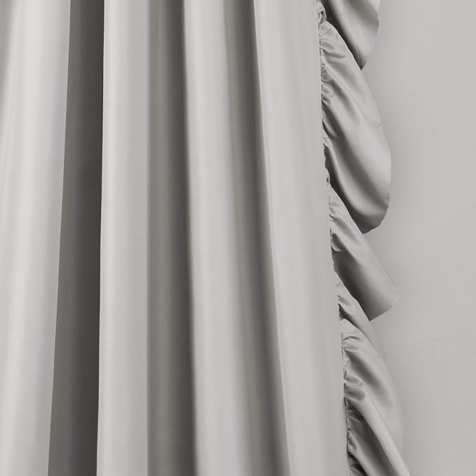 Lush Decor Reyna Ruffle Window Curtain Panel Set, Light Gray - Image 2