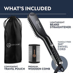 Arkam Beard Straightener for Men - Original Heated Beard Brush Kit w/Anti-Scald Feature, Dual Action Hair Comb and Travel Bag for Short to Medium Beards -Costume Accessories and Grooming Gifts for Men