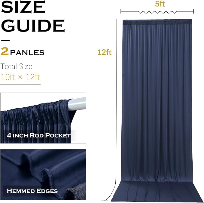 10ft×12ft Navy Blue Backdrop Curtain - Image 7