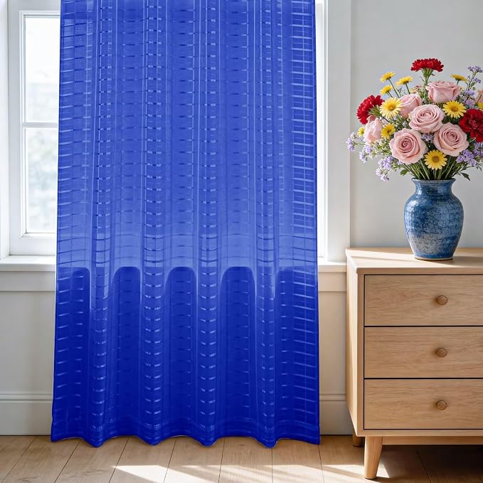 SpaceDresser Check Sheer Curtains 54 Inches Long - Image 3