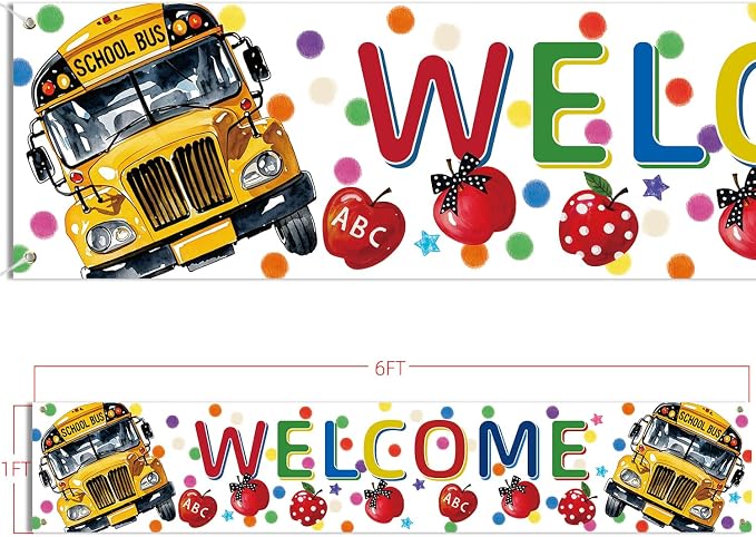 Letjolt Welcome Banner School Bus Back to School Supplies 6 Ft | Colorful - Image 4