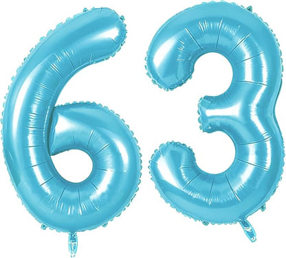 Number 63 Balloons for 63rd Birthday Party Decorations, 0-100 Large No.63 by Joycard