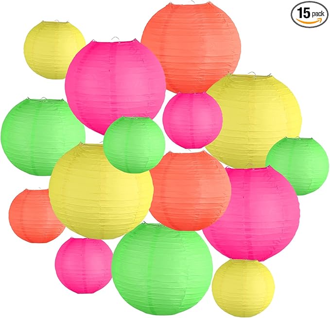 15-Pack Glow in the Dark Party Supplies, Neon Party Decorations | UV-Reactive by KAXIXI