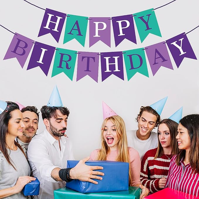 Purple Happy Birthday Banner Sign - Image 3