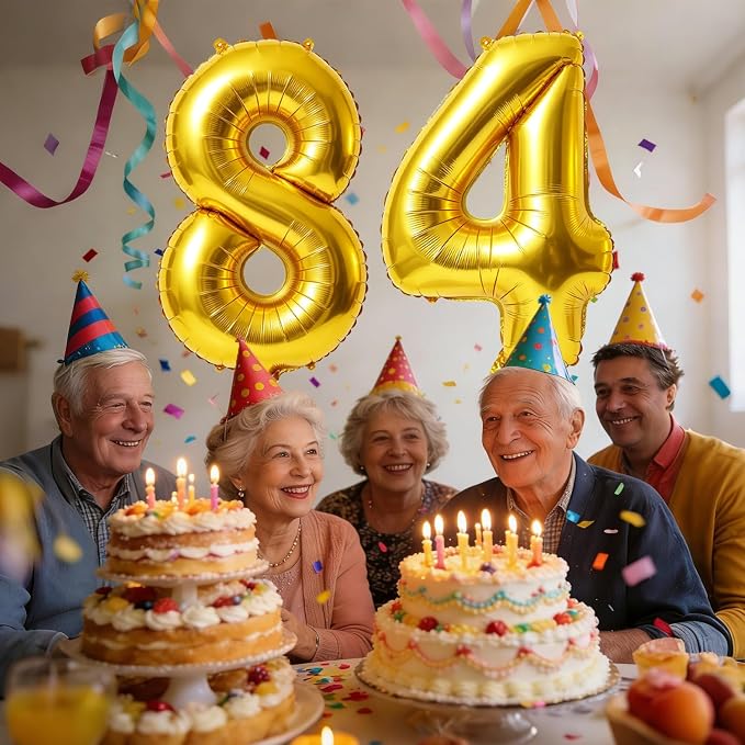 40 Inch Number 84 Balloons for 84th Birthday Party Decorations, 0-100 Gold - Image 2