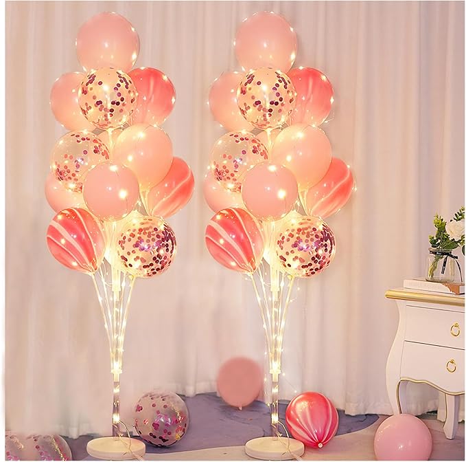2 Sets Balloon Arch Stand with Base and String Light + 26pcs Balloons, Balloon by TourKing