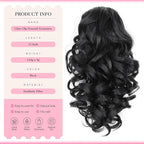 12 Inch Black Ponytail Extension - Soft Wavy Pony Tails Hair Extensions, Claw Clip Ponytail Extension, Natural Short Hair Extensions Ponytail, Synthetic Hair Pieces for Women (Color: Black)