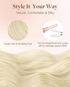 GOO GOO Invisi Edge Tape in Hair Extensions Human Hair, 60A Platinum Blonde 10pcs injected with 10pcs classical tape ins, 12inch 40g, Virgin Remy Hair, Natural Look