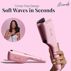 Mermade Hair Deep Hair Waver Tool - Double 1" Barrel Iron for Crimp-Free Beach Waves, Hair Curler for Women, Ionic Ceramic Plates, Reduces Frizz, Suitable for Short, Medium, & Long Hair - Pink
