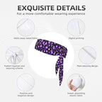 Boys Girls Cool Sports Sweat Band Head Decor for Running Athletic Spa, Long Multipurpose Gothic Magic Witch Witchy Trippy Purple Mushrooms Head Ribbon Headdress