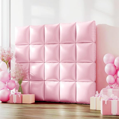 NISOCY 25PCS Matte Pastel Pink Square Foil Balloons Wall Backdrop | Double - Image 7
