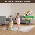 Floor Mat for Home 4×6ft, Easy Clean Plastic Rug-Like Pattern Area Mat for Living Room, Waterproof Vinyl Area Rug for Under Kitchen Table, No Slip Soft Vintage Rug for High Traffic Area (White)