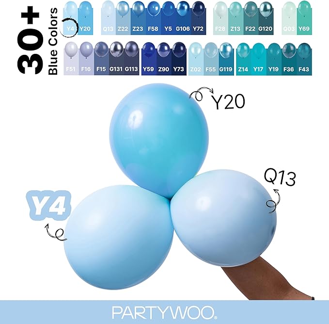PartyWoo Light Blue Balloons 92pcs Different Sizes of 18 12 10 5 Inch Baby - Image 4