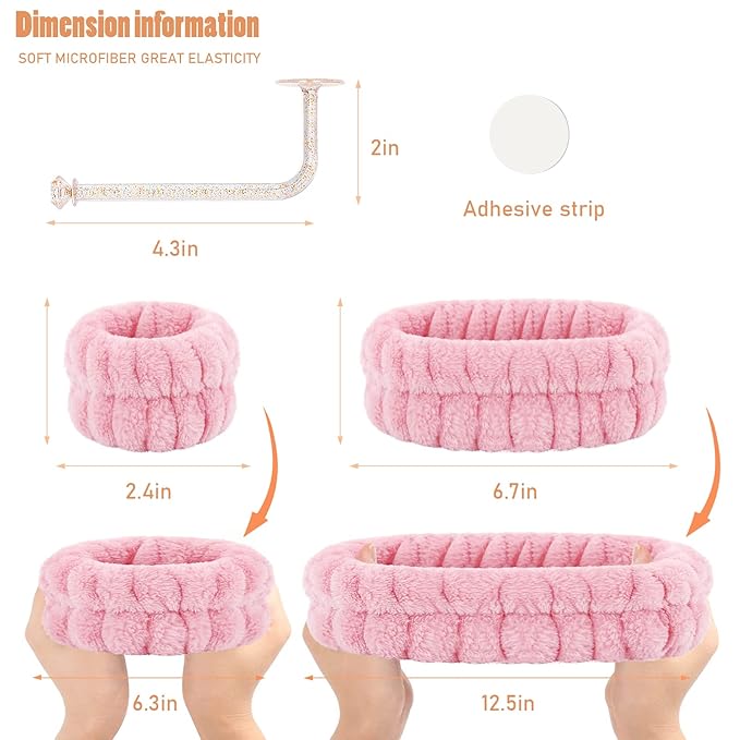 Face Wash Set - Headband and Absorbent Microfiber Wristbands with Holder for Face Washing and Spa Experience