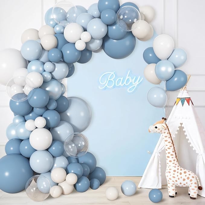 164Pcs Dusty Blue White Balloons Garland Arch Kit Different Size | 18 12 10 5 - Image 5