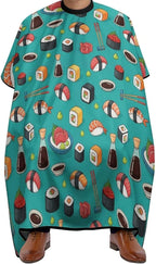 Women Seafood Sushi Prawn Wasabi Japanese Barber Hairdressing Cape, Full Coverage Hairdressing Haircut Apron for Barbers, Haircut Tools