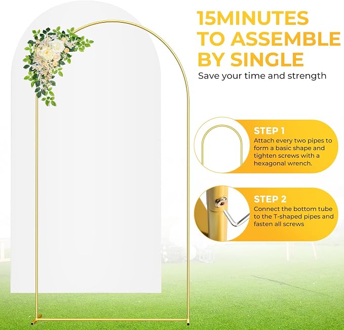 7.2FT Metal Arch Backdrop Stand and Cover Set, Balloon Arch Stand - Image 3
