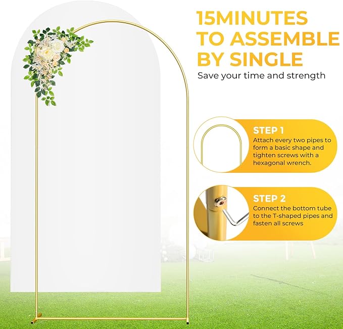 6.6FT Metal Arch Backdrop Stand and Cover Set, Balloon Arch Frame Stand - Image 3