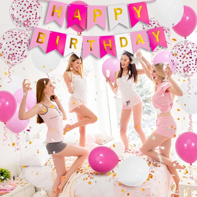 Pink Birthday Decorations, Happy Birthday Banner - Image 4