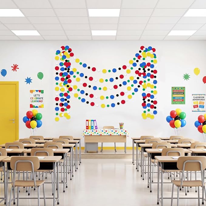 Outus 10 Pieces Colorful Circle Garland Banner Hanging Paper Dot Decorations - Image 4