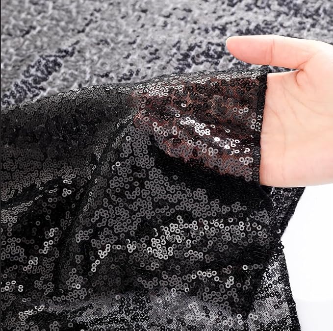 Black Sequin Backdrop Curtains 2Panel 2x8ft - Image 9