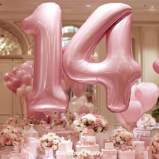 RainbowQ Pink 13 Balloon Number 40 Inch 0-40 Foil Large Balloons | Big Mylar 13 - Image 5