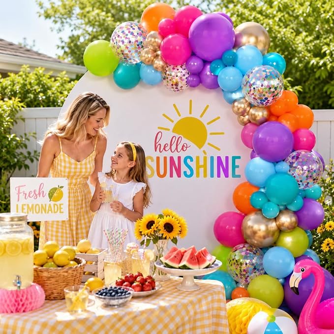 Multicolor Summer Balloon Arch Kit, Colorful Neon Balloons - Image 4