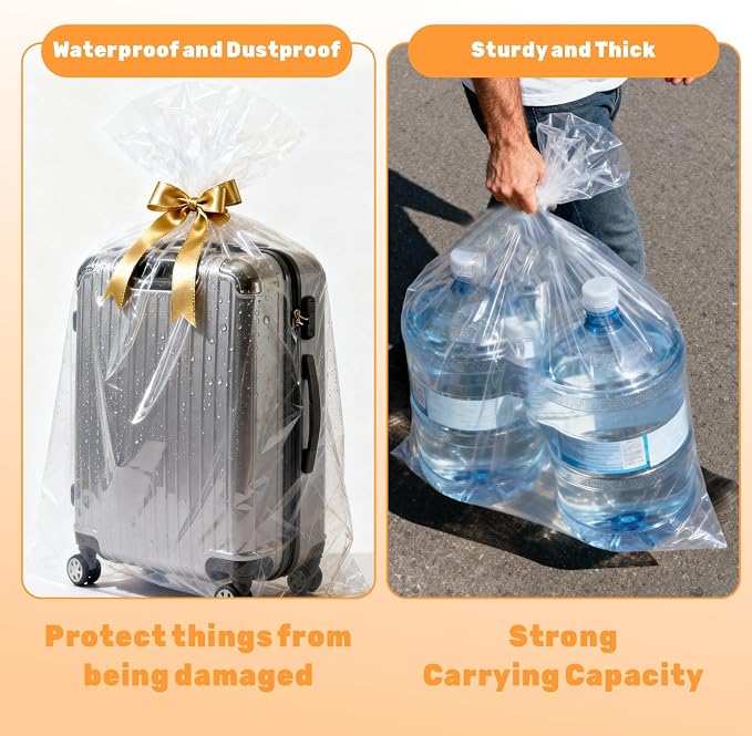 35.43×47.24 Inch 5 Pack Luggage Cover Heavy-duty | Thick Plastic Clear Storage - Image 5