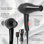 Hair Dryer, Professional Ionic Blow Dryer with Diffuser for Curly Hair,2400W Powerful Fast Drying Hairdryer Blowdryer for Women Men Home Salon Hair Styling,Constant Temp Low Noise