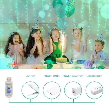 Curtain Lights for Christmas, 200 Led 6.5ft x 6.5ft Hanging String Lights - Image 4
