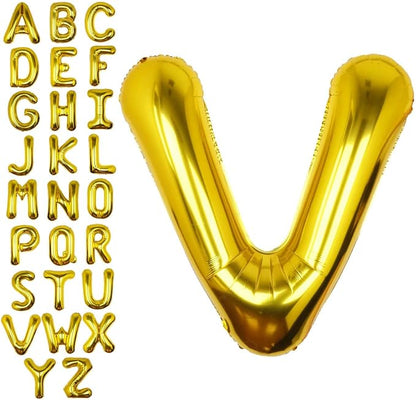 40 Inch Gold Letter V Balloon Big Foil Helium Letter Balloons A-Z | Giant Large by SULALABOO