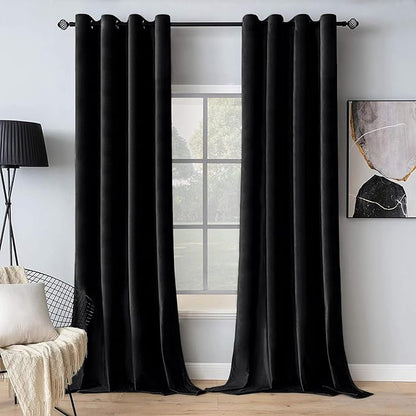 MIULEE Velvet Curtains Halloween Black 52 x 84 Inch Length Set of 2 | Grommet by MIULEE