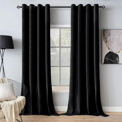 MIULEE Velvet Curtains Halloween Black 52 x 108 Inch Length Set of 2 | Extra by MIULEE