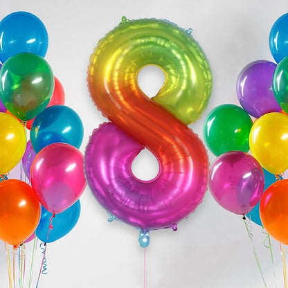 Rainbow Number 8 Balloon 40 Inch, Big Large Foil Number Balloons, Gradient - Image 2