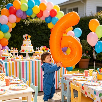 Fluorescent Orange Number Balloon 40 inch Giant Foil Helium Balloons Orange - Image 4