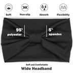 IVARYSS Wide Headbands for Women, Black Knotted Head Wraps Turbans, Large African Style Head Bands Hair Accessories, 6 Pack