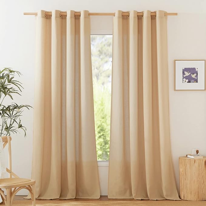 NICETOWN Rustic Linen 144 inch Long Curtains by NICETOWN