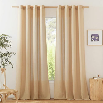 NICETOWN Rustic Linen 144 inch Long Curtains by NICETOWN
