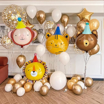 Animal Head Foil Balloon Kit, Lion Bear Monkey Cat foil balloon, Birthday Party - Image 5