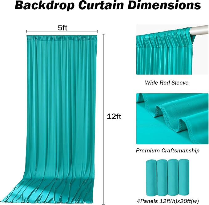 20x12 ft Turquoise Backdrop Curtains - Image 5