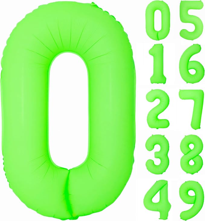 40IN Fluorescent Green Number 0 Balloons Glow In The Dark Green Balloon | by YOIOZAIZAI