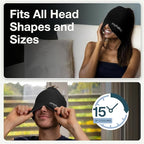 MyHalos® Migraine Relief Cap, 30% Thicker, 2X More Cooling Gel, Stays Colder for Longer, Ice Hat, Ice Pack Head Wrap, Cold Headaches & Migraine Mask - Hangover, Tension Headache Relief Cap (Black)