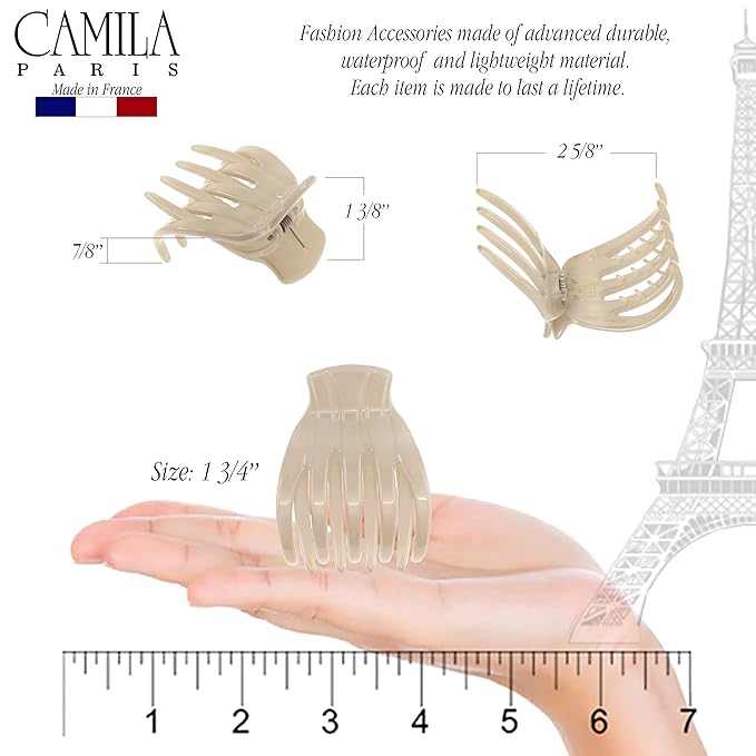 Camila Paris CP3542 French Hair Clip for Women, Hair Side Clips, 2 Inch Girls Hair Claw Clips Jaw Fashion Durable Styling Hair Accessories for Women, Strong Hold No Slip Grip, Made in France