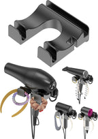 Universal Hair Dryer Holder Wall Mounted, Blow Dryer Holder Cabinet Door, Hairdryer Holder for Bathroom, Hair Dryer Storage Rack Fixed by Screw or Adhesive (Black)